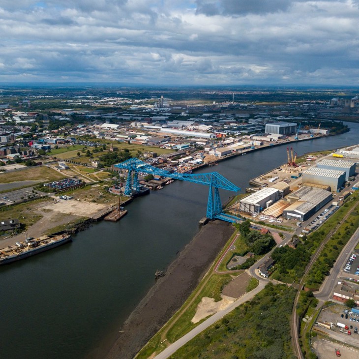 An aerial shot of the River Tees