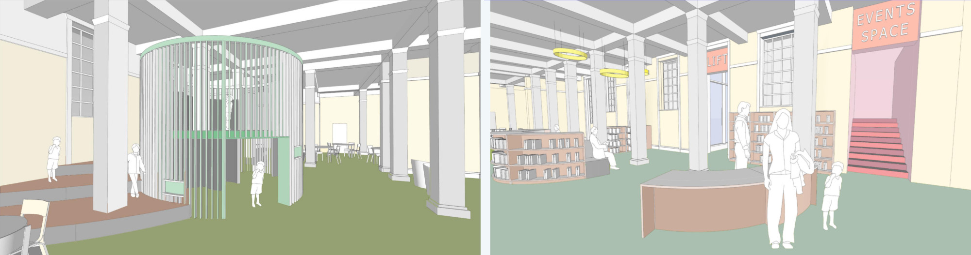 Artist's impressions of the renovations at Central Library