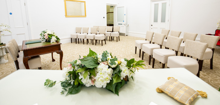 The Victoria Room dressed for a ceremony