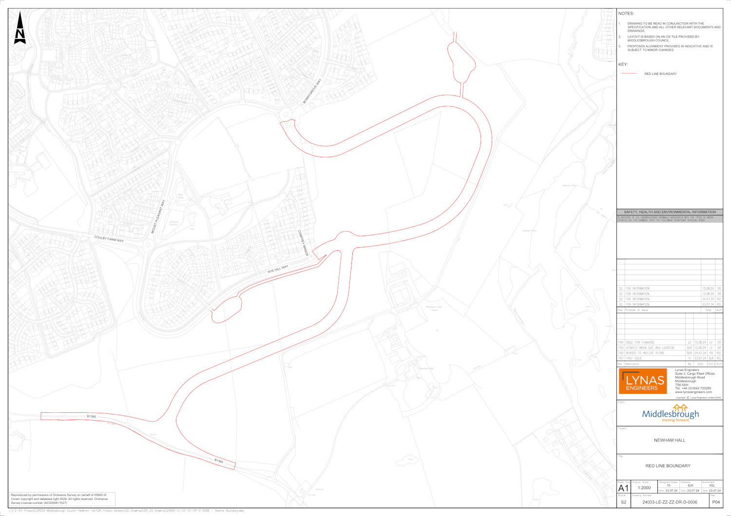 Plan of the proposed link road and SuDS linking to a larger version of the image