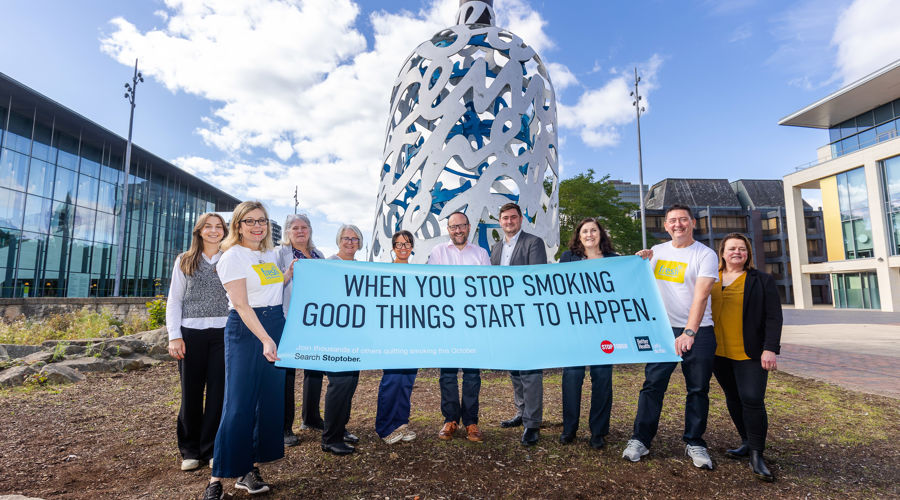 Middlesbrough Mayor Chris Cooke and Council and Fresh staff supporting the Stoptober campaign