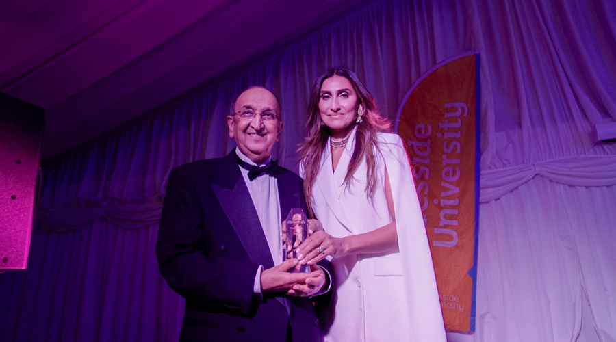 Winner of the 2023 Lifetime Achievement Award Iftikhar Lone with Halo Project Director Yasmin Khan
