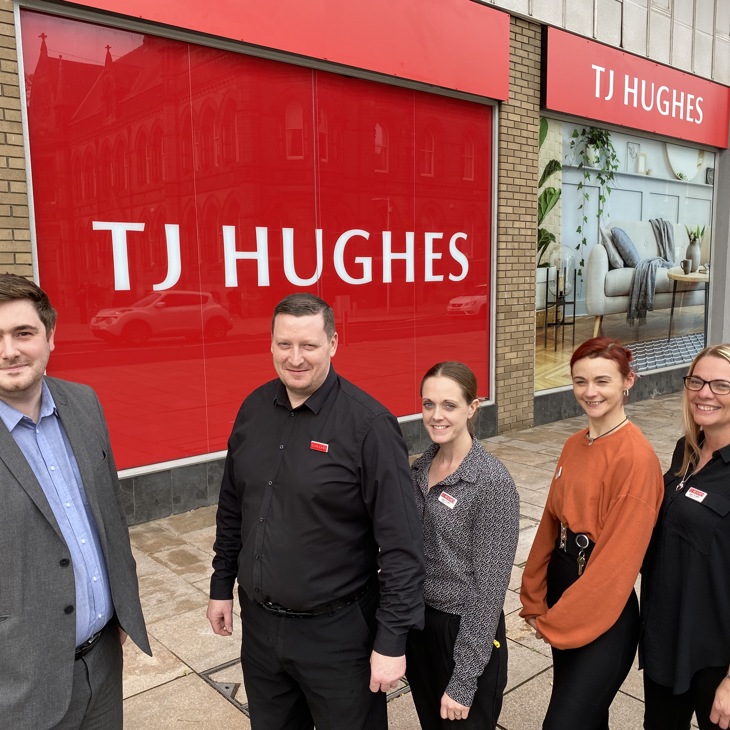 Middlesbrough Mayor Chris Cooke (left) with store manager Matt Philpot and duty managers Stacey Philpot, Katie Lancaster and Emma Horner