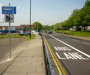 Bus lane camera while driving in the bus lane