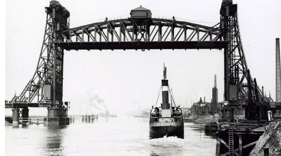 An old picture of the Newport Bridge
